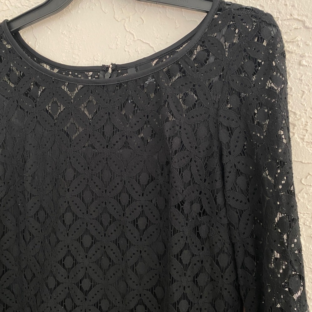 New Directions Lace Whimsygoth Coquette Dress 8 Black Bell Sleeve Tiered Ruffle - Picture 3 of 10